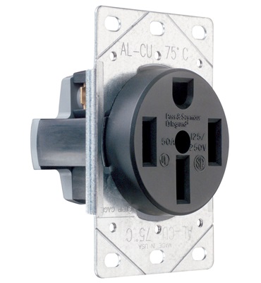 3P 125//250V 50A P /& S 385 Straight Blade Range Receptacle 3-Wire